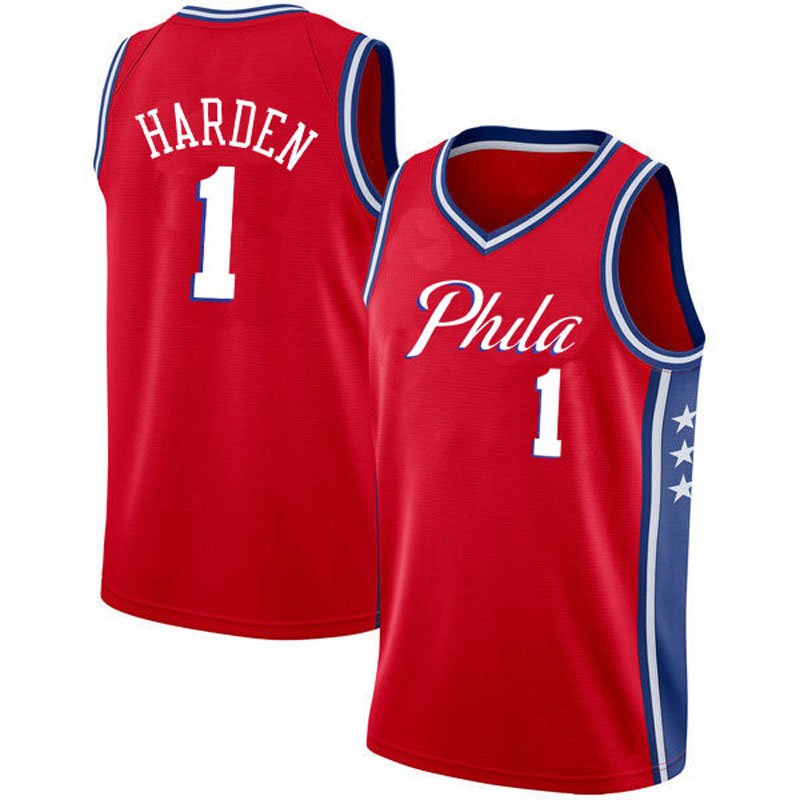 Shop Sheshow Mens Philadelphia 76ers James Harden 2021-22 Red Statement Edition Jersey