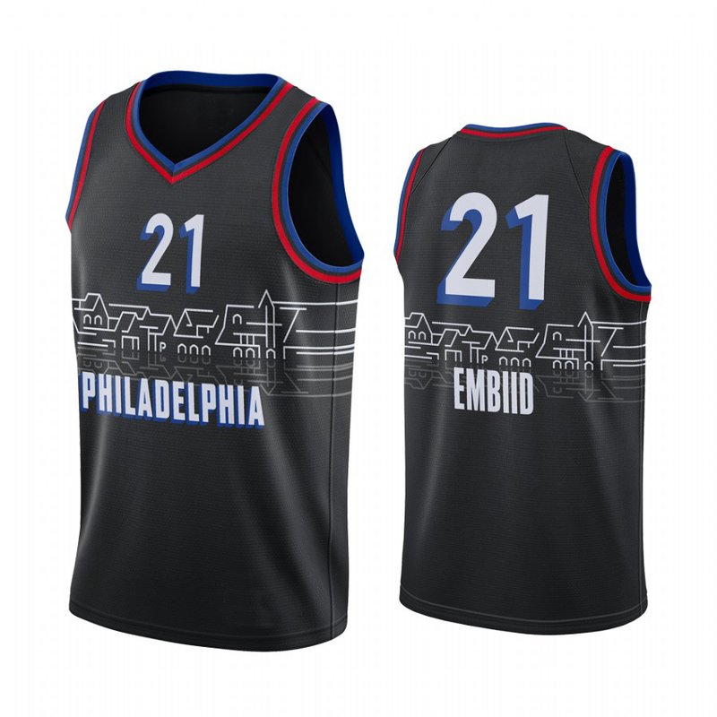 Shop Sheshow Men's Philadelphia 76ers Joel Embiid #21 Basketball Jersey Black