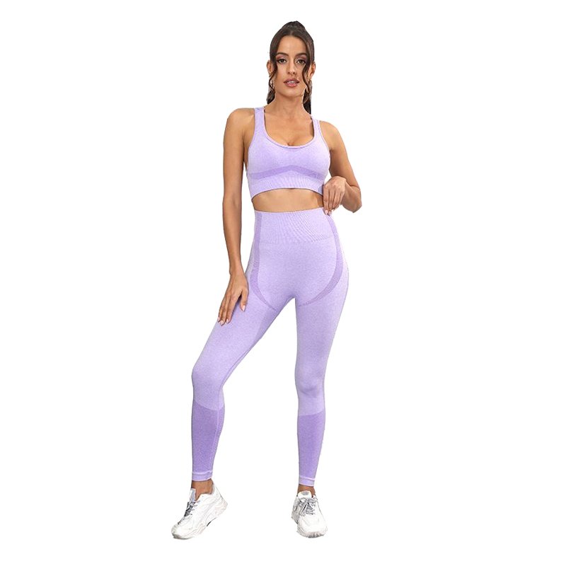 Sheshow Women Sports And Fitness Fashion Buttock Lifting Yoga Suit Set In Purple