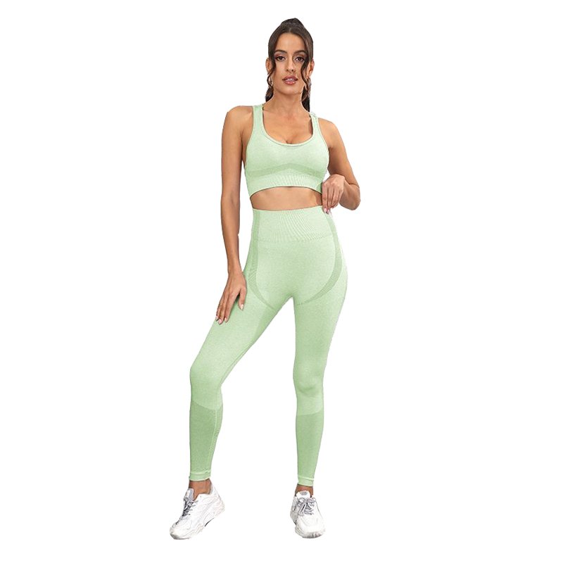 Sheshow Women Sports And Fitness Fashion Buttock Lifting Yoga Suit Set In Green