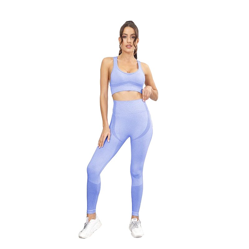 Sheshow Women Sports And Fitness Fashion Buttock Lifting Yoga Suit Set In Blue