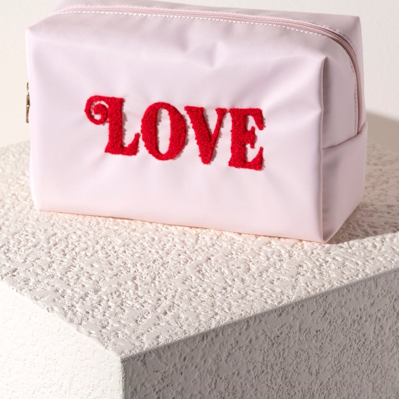 Shiraleah Cara "love" Cosmetic Pouch In Pink