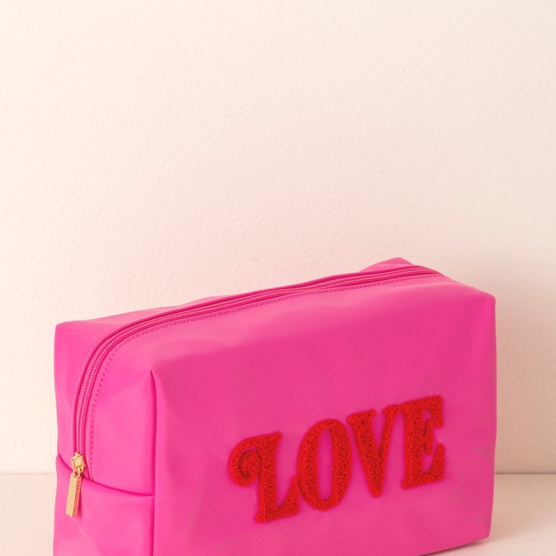 Shiraleah Cara "love" Large Cosmetic Pouch In Pink