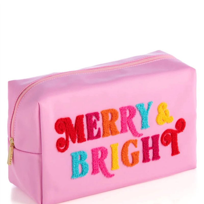 Shop Shiraleah Cara "merry & Bright" Large Cosmetic Pouch In Pink