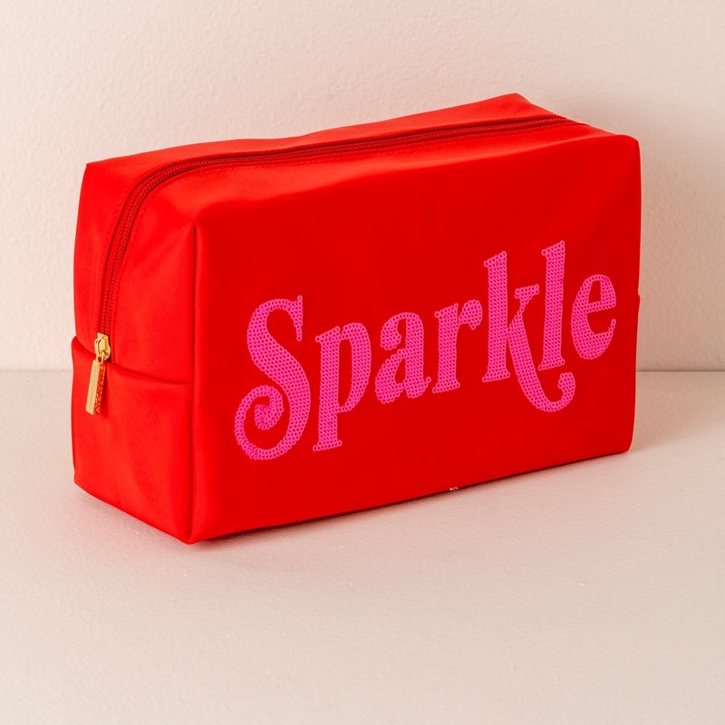 Shiraleah Cara "sparkle" Large Cosmetic Pouch In Red