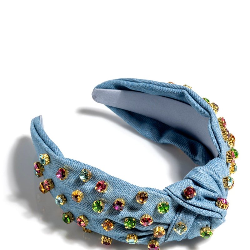 Shop Shiraleah Embellished Denim Knotted Headband, Blue
