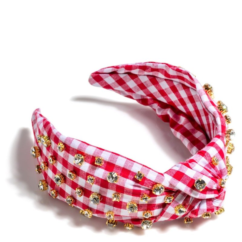 Shiraleah Embellished Gingham Knotted Headband, Red