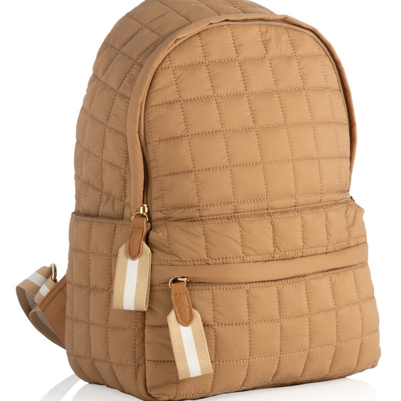 Shiraleah Ezra Quilted Nylon Backpack In Brown