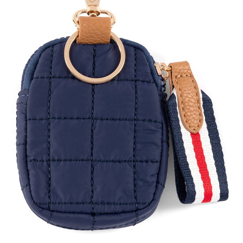 Shop Shiraleah Ezra Quilted Nylon Clip-on Pouch, Navy In Blue