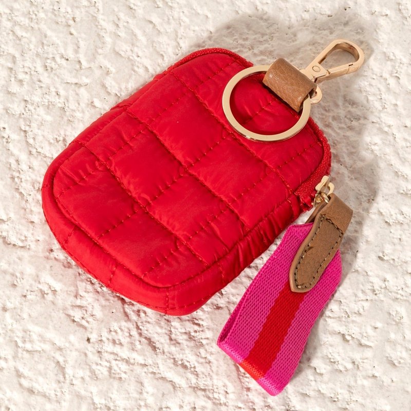 Shop Shiraleah Ezra Quilted Nylon Clip-on Pouch, Red