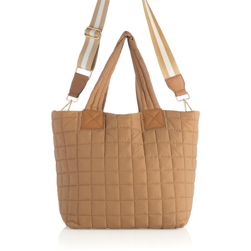Shiraleah Ezra Quilted Nylon Quilted Nylon Tote In Brown