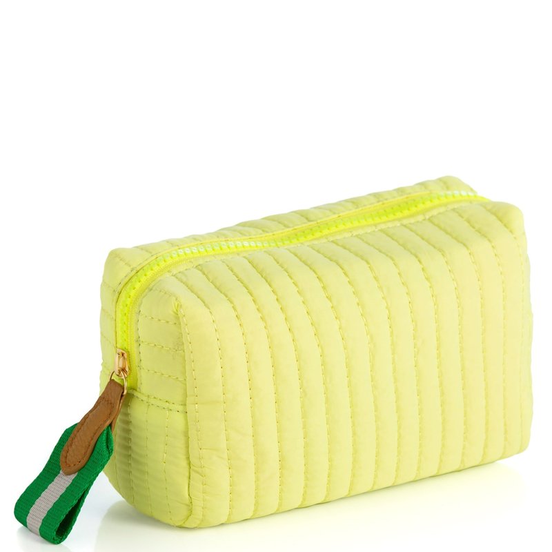 Shiraleah Ezra Quilted Nylon Small Boxy Cosmetic Pouch, Citron In Yellow