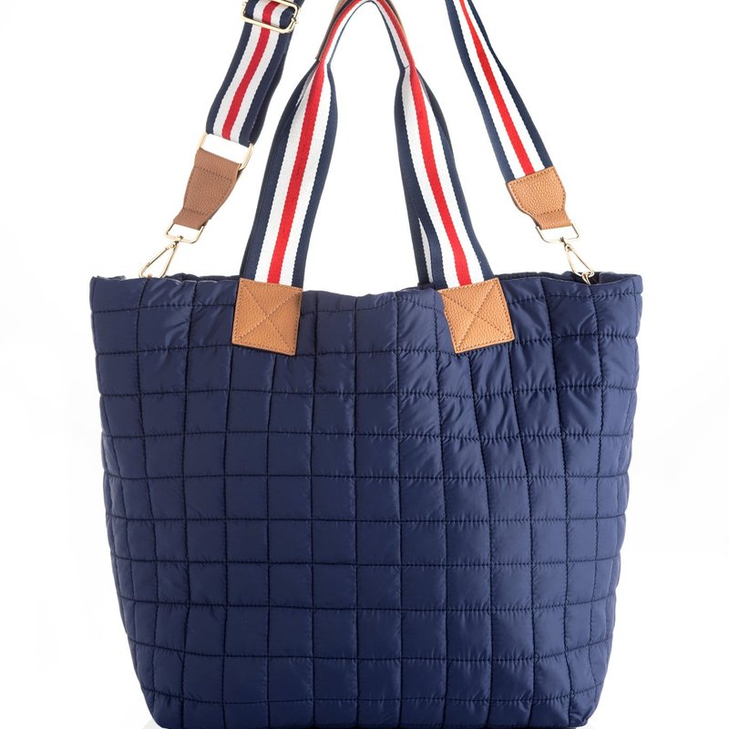 Shop Shiraleah Ezra Quilted Nylon Travel Tote, Navy In Blue