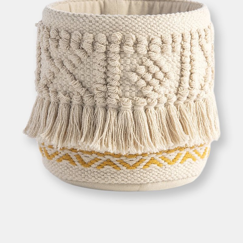 Shiraleah Haven Fringed Basket In White