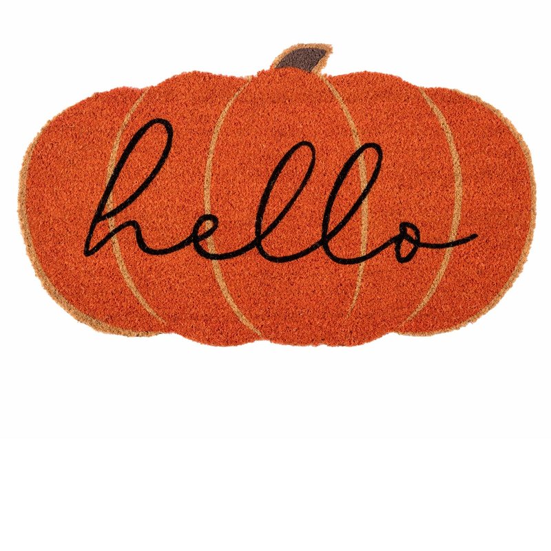 Shiraleah "hello" Pumpkin Doormat In Orange