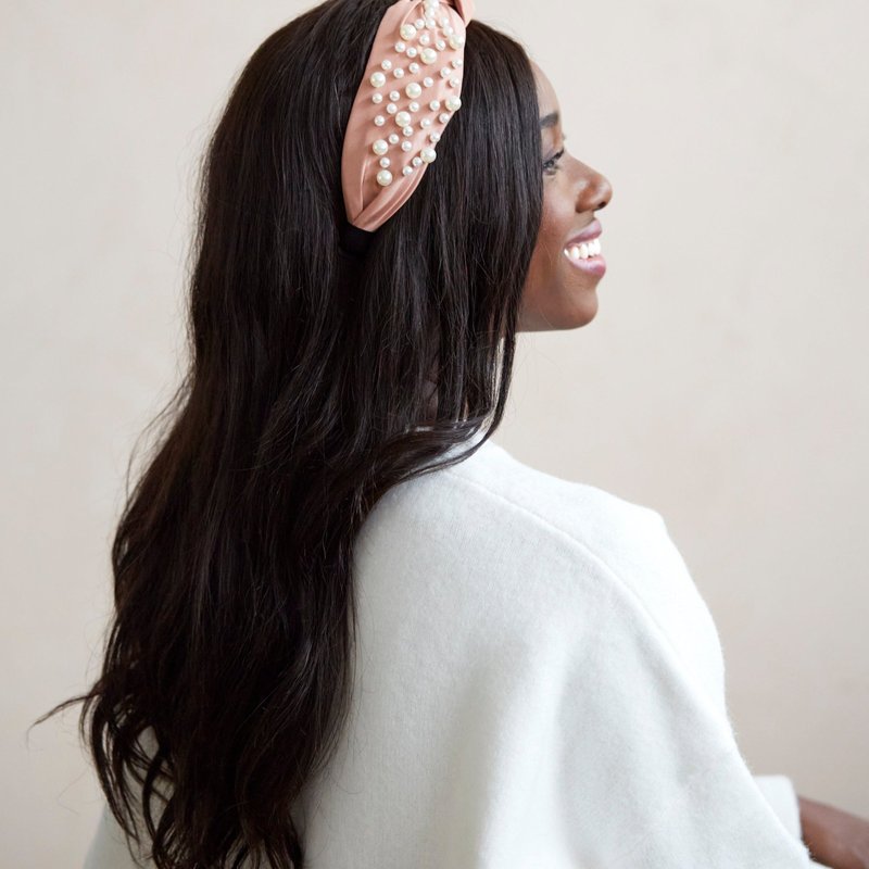 Shiraleah Knotted Pearl Embellished Headband, Blush In Red