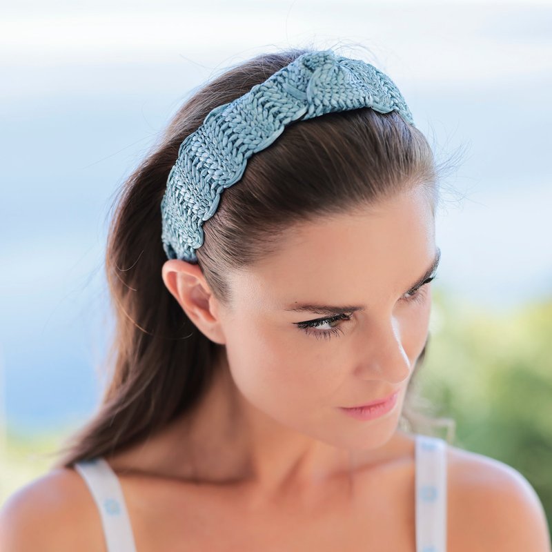 Shiraleah Knotted Straw Headband In Blue
