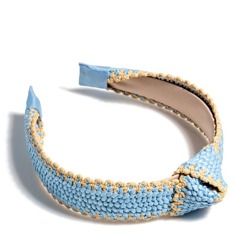 Shop Shiraleah Knotted Straw Headband, Sky In Blue