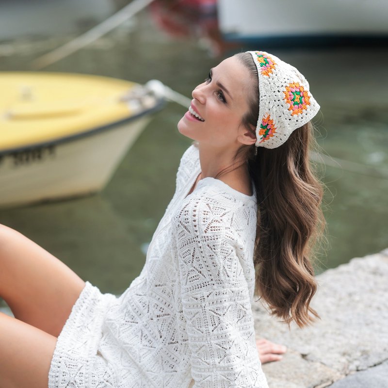 Shiraleah Luna Crochet Headscarf In White