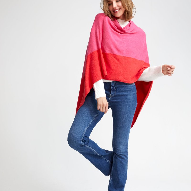 Shiraleah Madeleine Travel Poncho, Fire In Pink