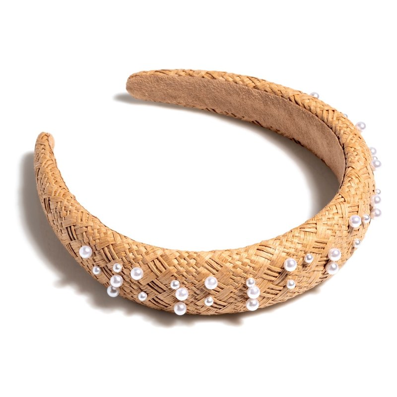 Shop Shiraleah Pearl Embellished Headband, Natural In Brown