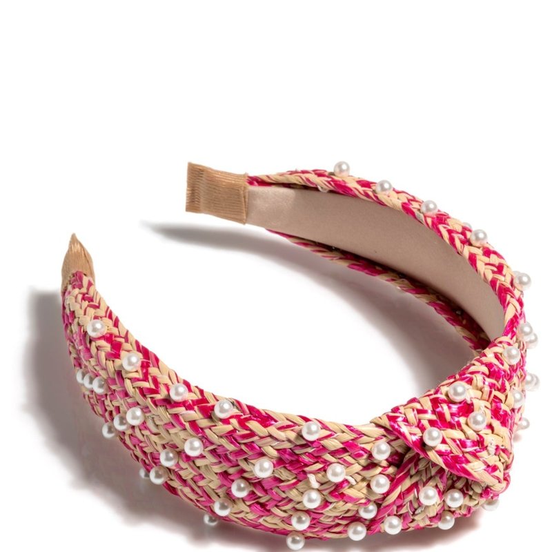 Shiraleah Pearl Embellished Knotted Headband, Pink In Multi