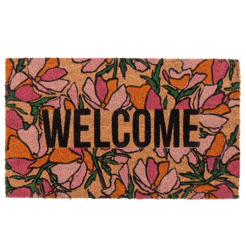 Shiraleah "welcome" Floral Doormat In Brown