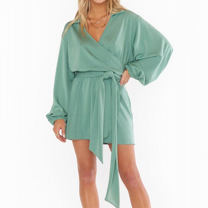 Shop Show Me Your Mumu Chloe Collared Dress In Sage Slinky Stretch In Green