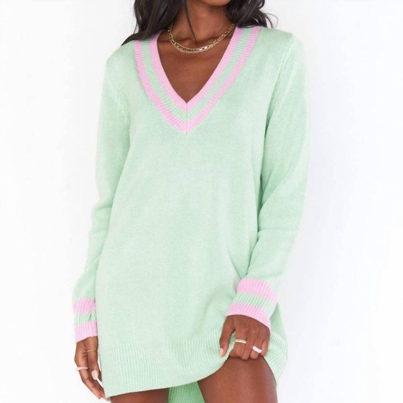 Shop Show Me Your Mumu Hartford Sweater Dress In Mint Courtside Knit In Blue