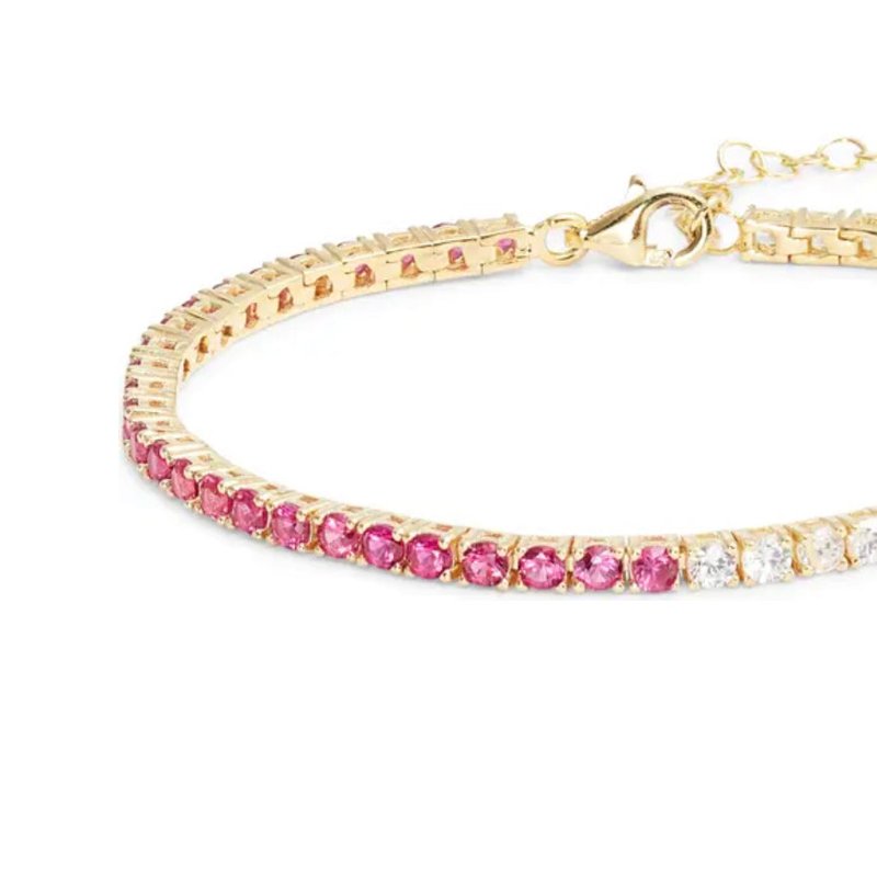 Shymi Half And Half Tennis Bracelet In Gold/ Hot Pink And White Stone