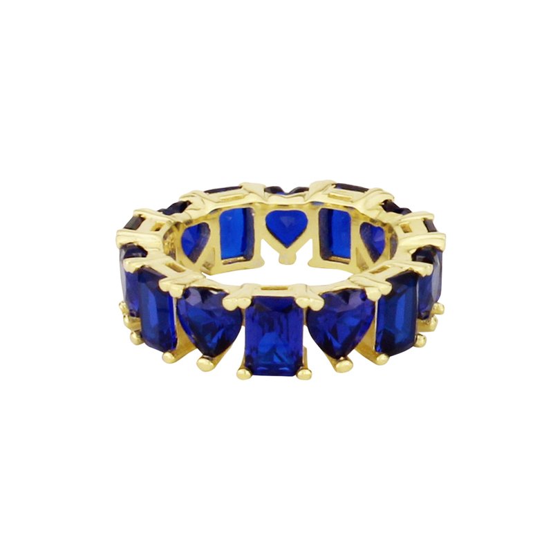 Shymi Heart And Emerald Eternity Band In Gold And Blue