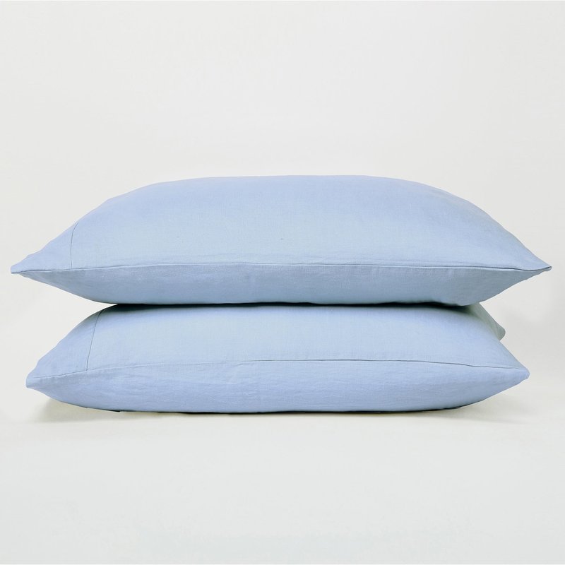 Sijo Luxe Weave Linen Pillowcase Set In Blue