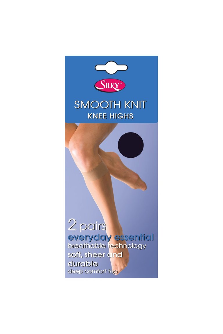 Silky Womens/Ladies Smooth Knit Knee Highs (2 Pairs) (Navy) - Navy