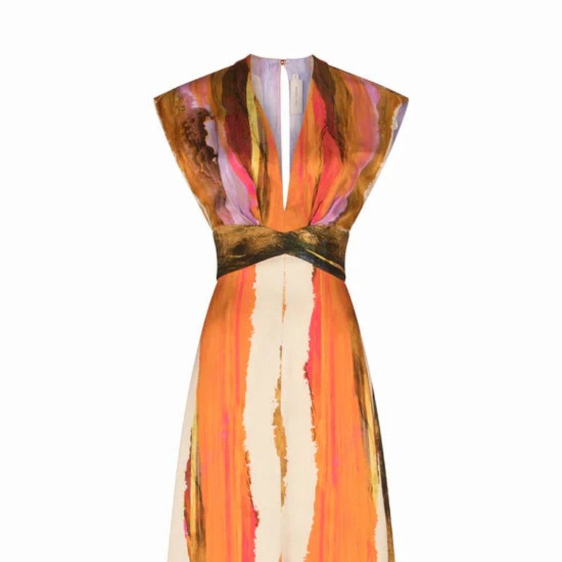 Shop Silvia Tcherassi Ivanova Dress Orange Orchid Abstract