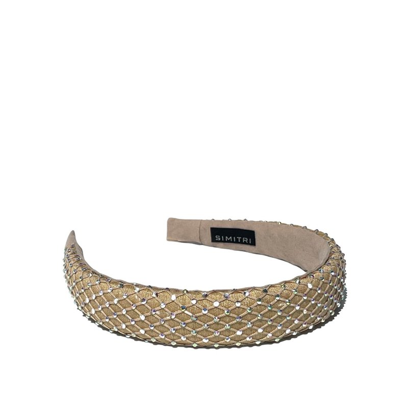 Simitri Beige Fishnet Headband In Brown