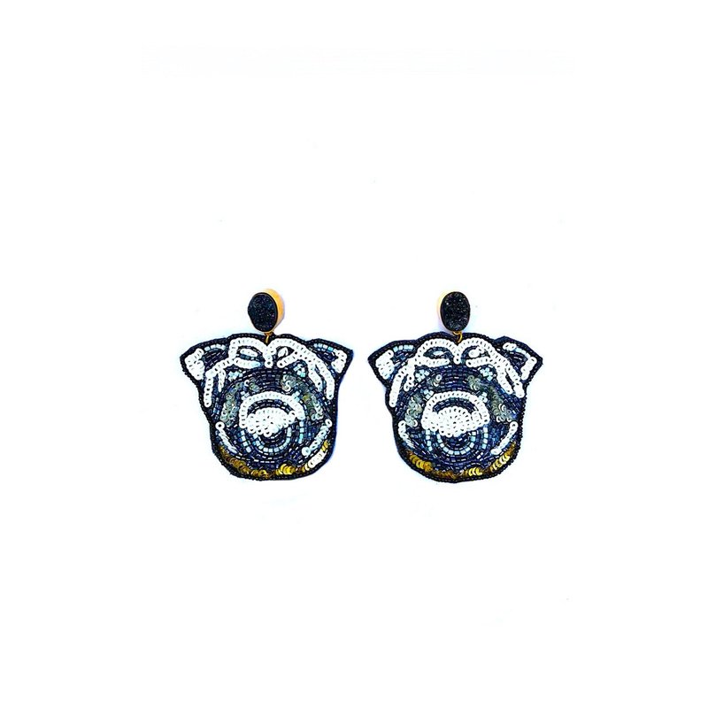 Simitri Bull Dog Earrings In Blue