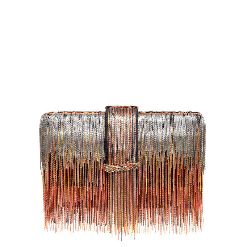 Simitri Ombre Clutch In Silver/rose Gold/gold