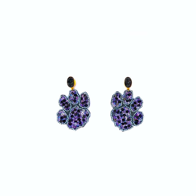 Simitri Paw Earrings In Purple