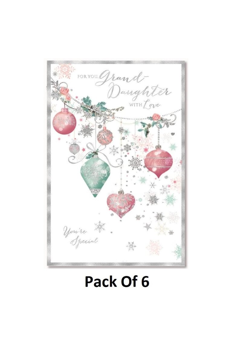 Grand Daughter Bauble Christmas Card (Pack Of 6) - One Size - White/Red/Green