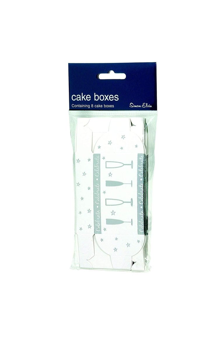 Simon Elvin Decorated Cake Boxes (Pack of 8) (White/Silver) (One Size) - White/Silver