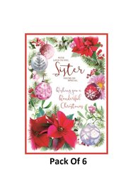 Sister Traditional Christmas Card (Pack Of 6) - One Size - White/Red/Green