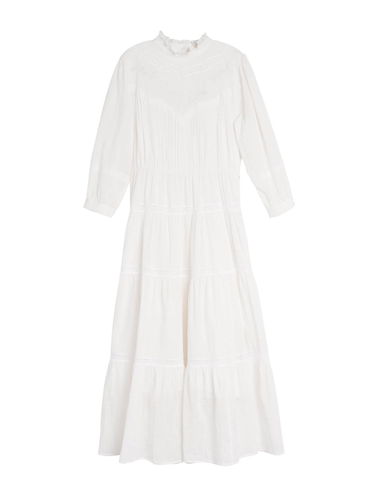 Simple Retro White Alba Vintage Embroidered Lace White Tea Length Dress ...