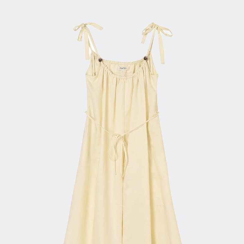 Simple Retro Yasmin Linen Yellow Slip Dress