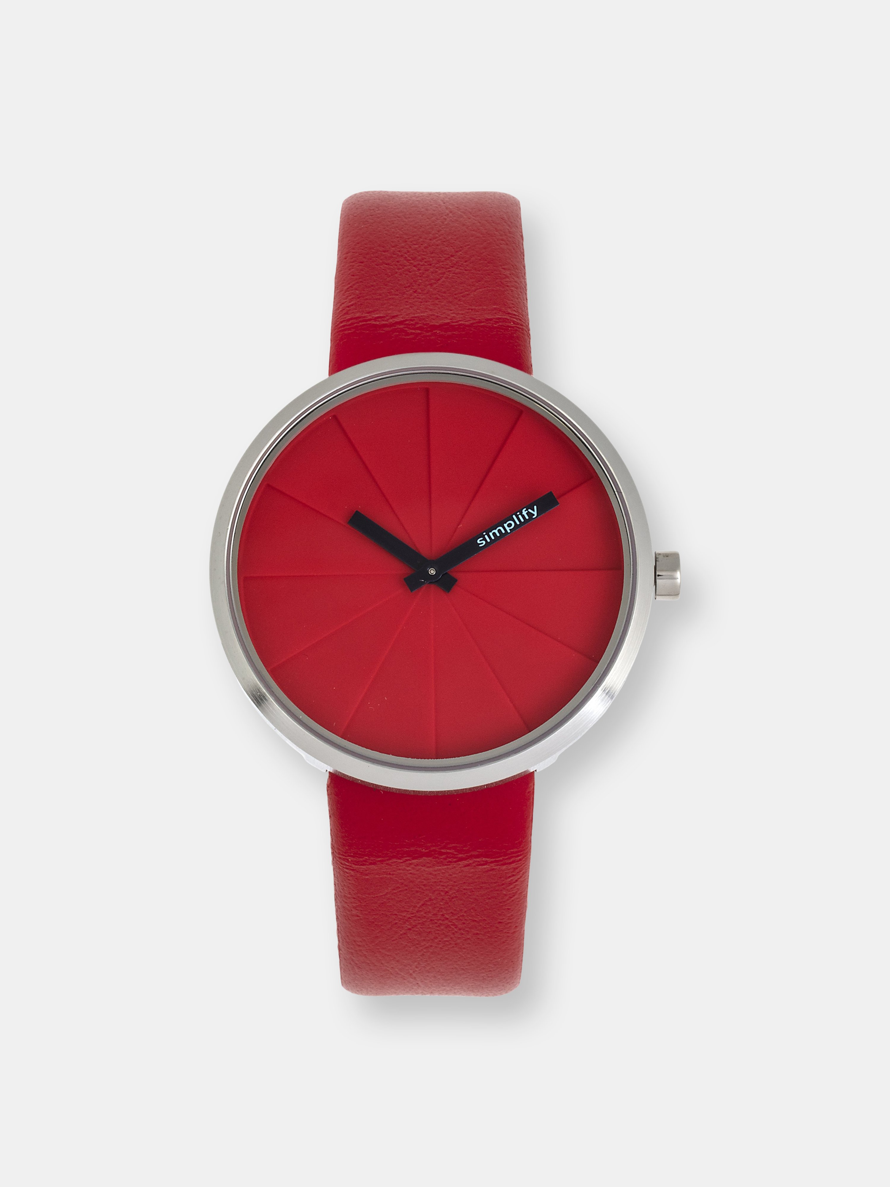 Simplify Quartz The 4000 Genuine Orange Leather Watch 43mm In Black,red,silver Tone