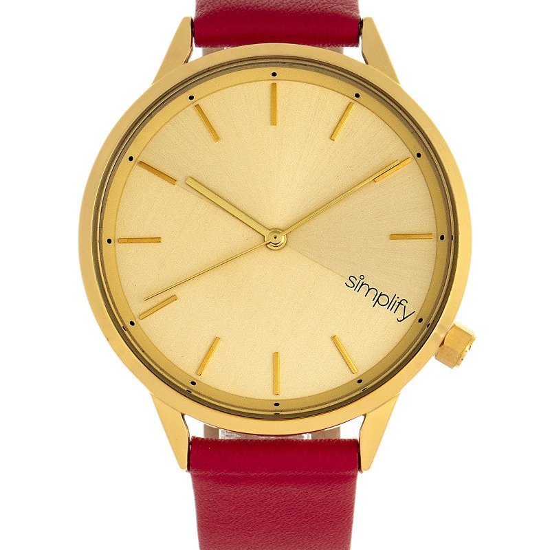 Simplify Unisex The 6700 Watch In Red   / Gold / Gold Tone