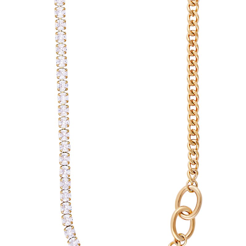Shop Simply Rhona Allure Stone Chunky Chain Necklace In 18k Gold Plated Stainless Steel