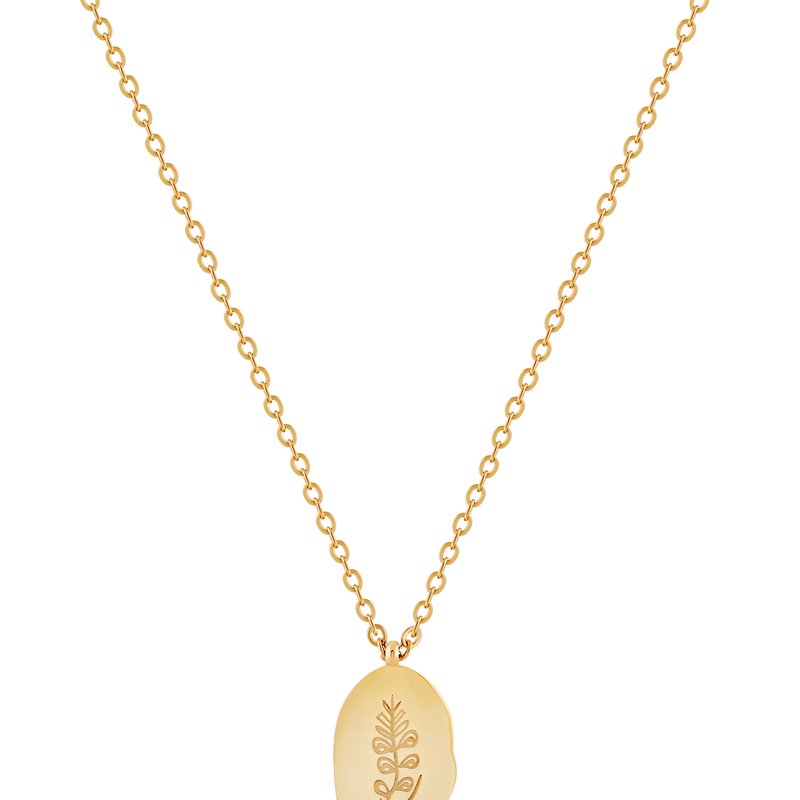 Shop Simply Rhona August Month Engraved Flower Pendant In 18k Gold Plated Stainless Steel