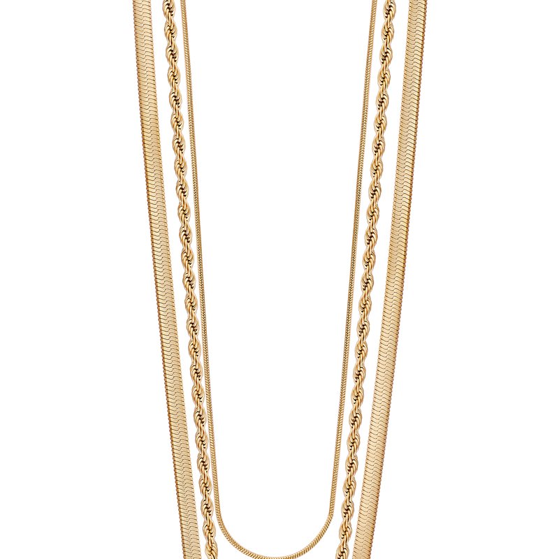 Shop Simply Rhona Cascade Layered Chain Necklace In 18k Gold Plated Stainless Steel