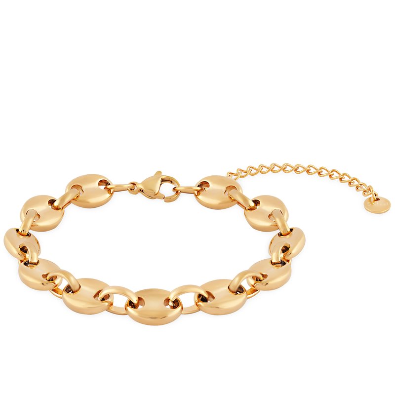 Simply Rhona Chunky Coffee Bean Link Bracelet In 18k Gold Plated Stainless Steel