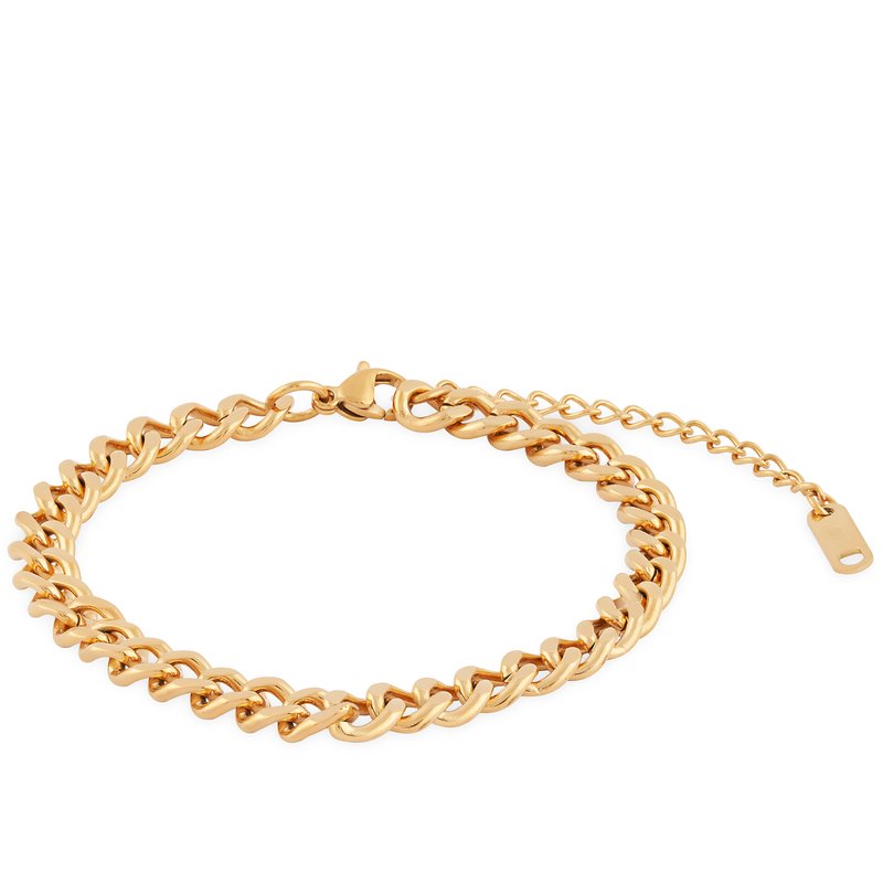 Simply Rhona Chunky Curb Chain Bracelet In 18k Gold Plated Stainless Steel